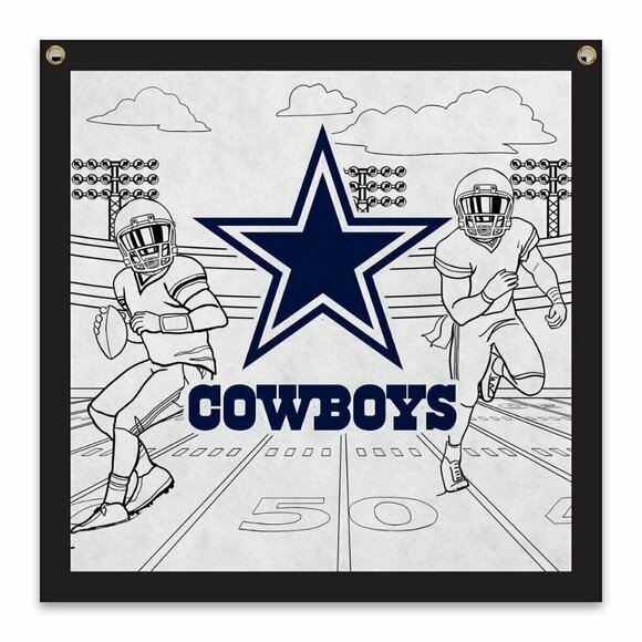 NFL Color Me Felt 23 x 23 Brass Grommet Banner Featuring Dallas Cowboys - Picture 1 of 4